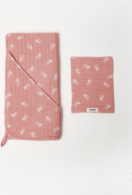 Tertra badcape + washandje Woody 