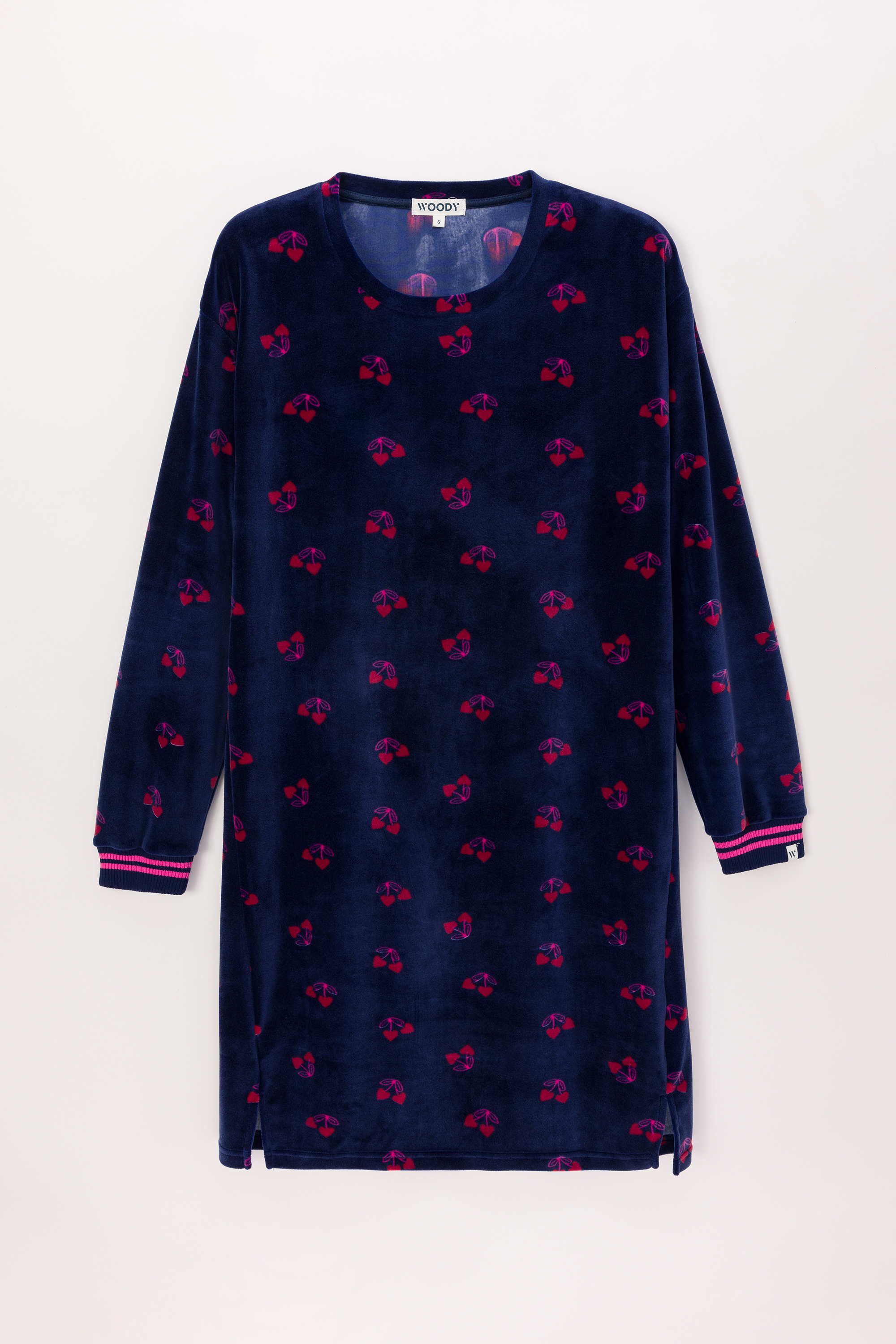Slaapkleedje Woody Velours Kersjes print  242-YDE-V/932