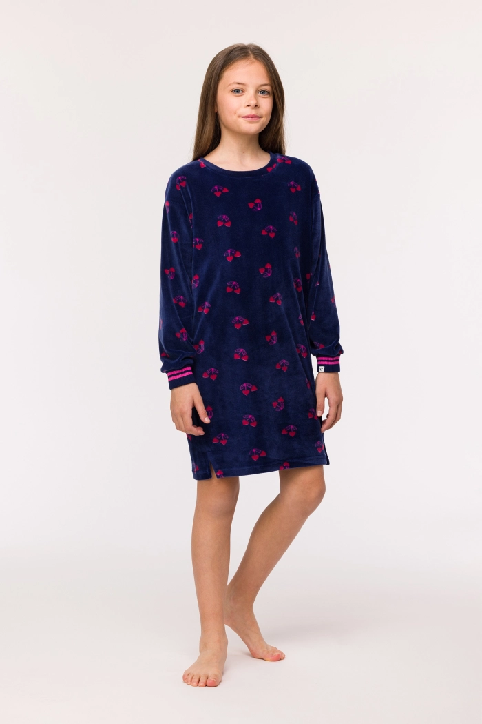 Slaapkleedje Woody Velours Kersjes print  242-YDE-V/932