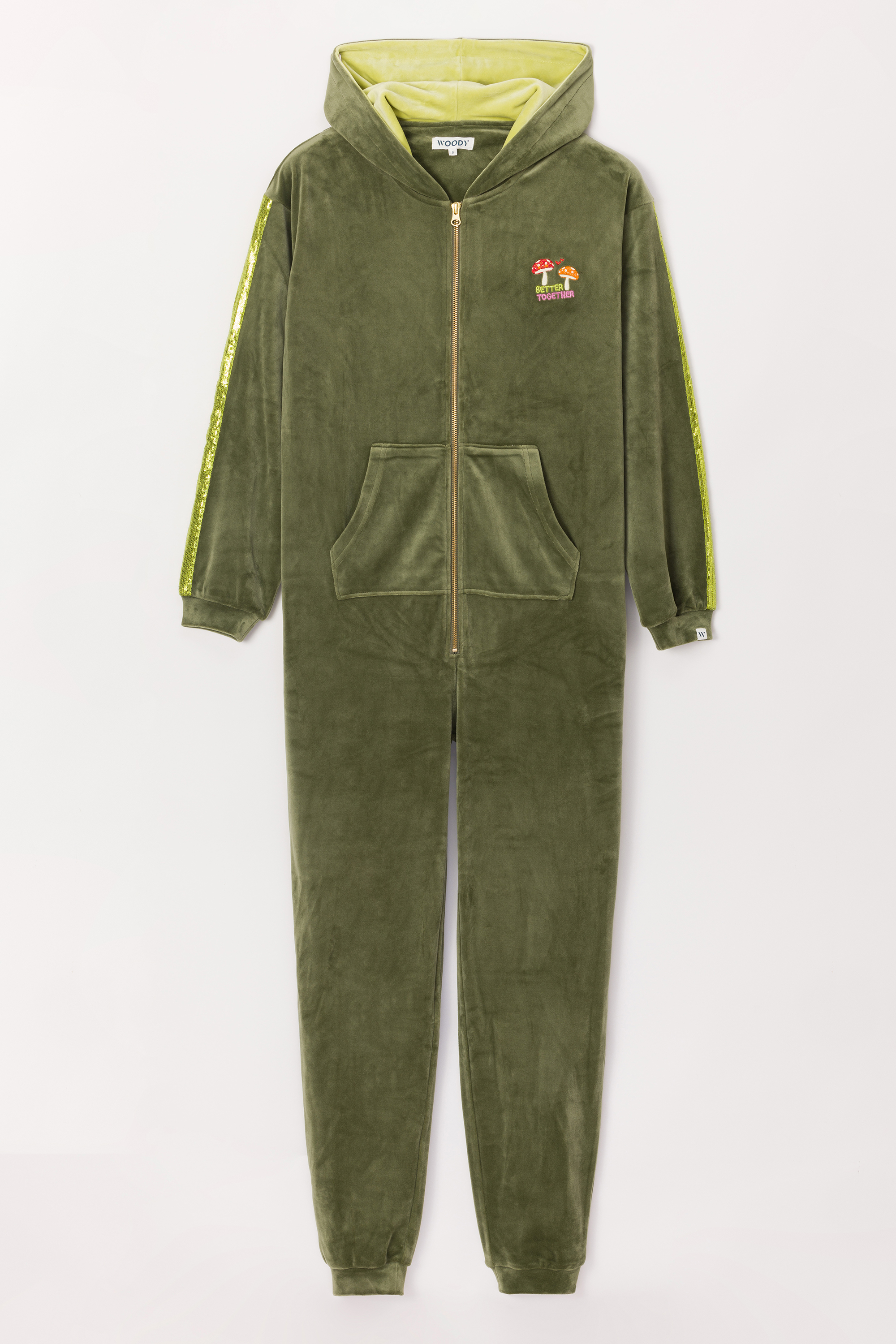 Onesie Woody Velours Kakigroen  242-12-YOB-V/753