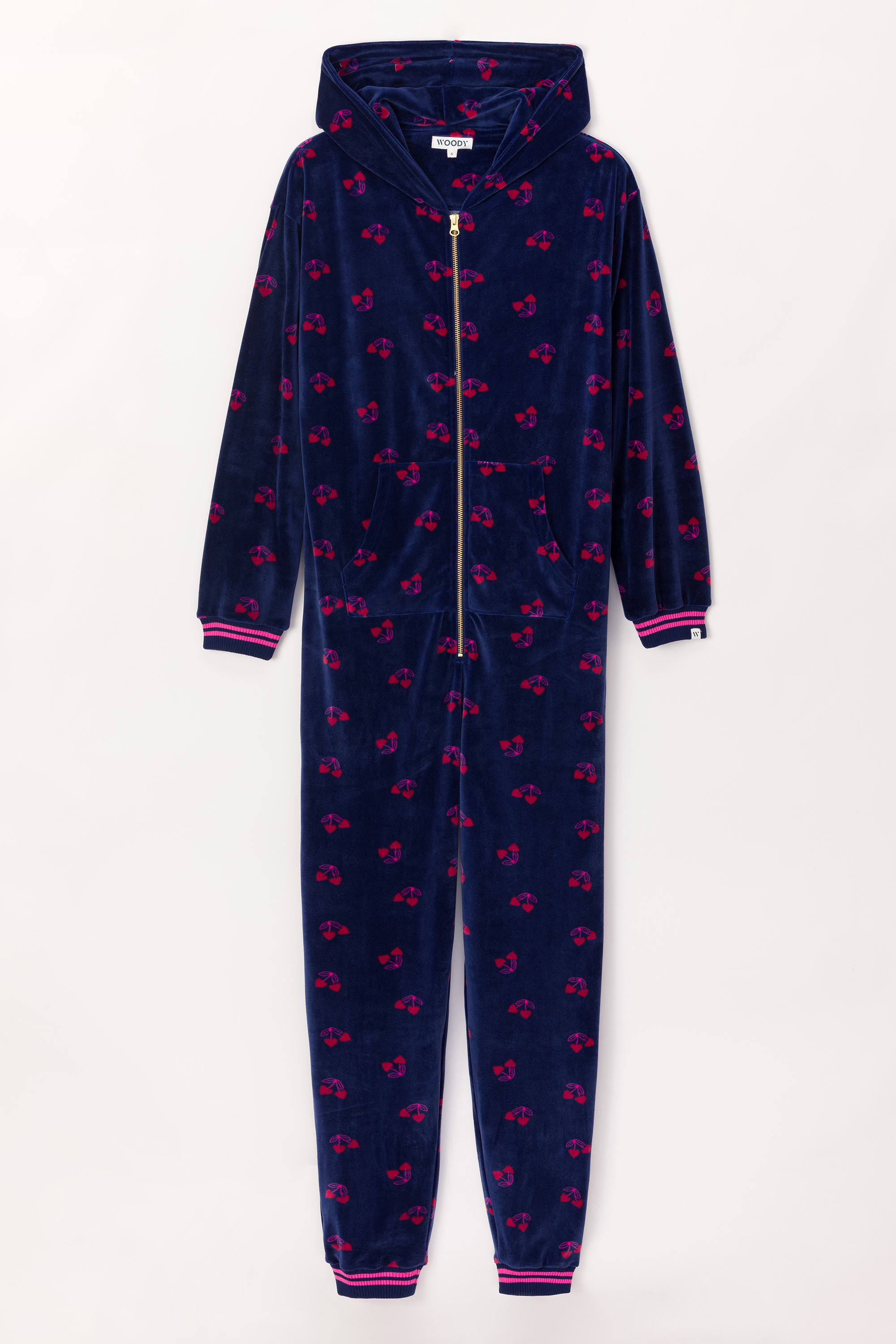 Onesie Woody Velours Kersjes Print  242-12-YOB-V/932