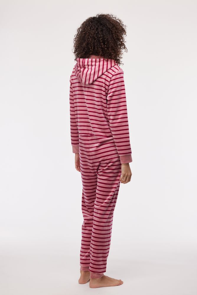 Onesie Woody Velours Roze Streep Unisex 242-10-ONE-V/926