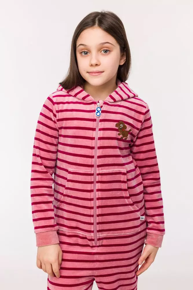 Onesie Woody Velours Roze Streep Unisex 242-10-ONE-V/926