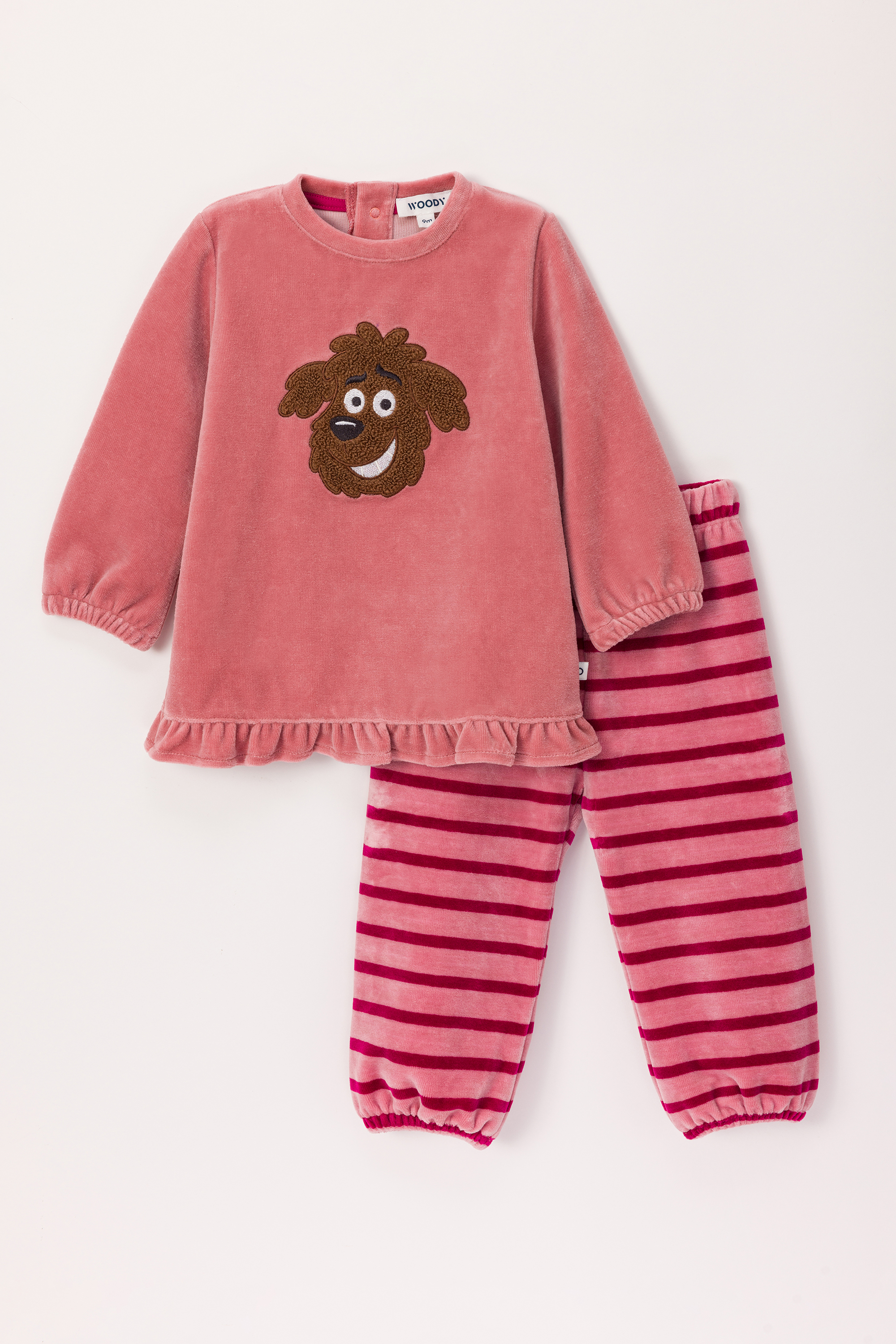 Pyjama Woody Labradoodle Velours Zachtroze  242-10-PDL-V/415