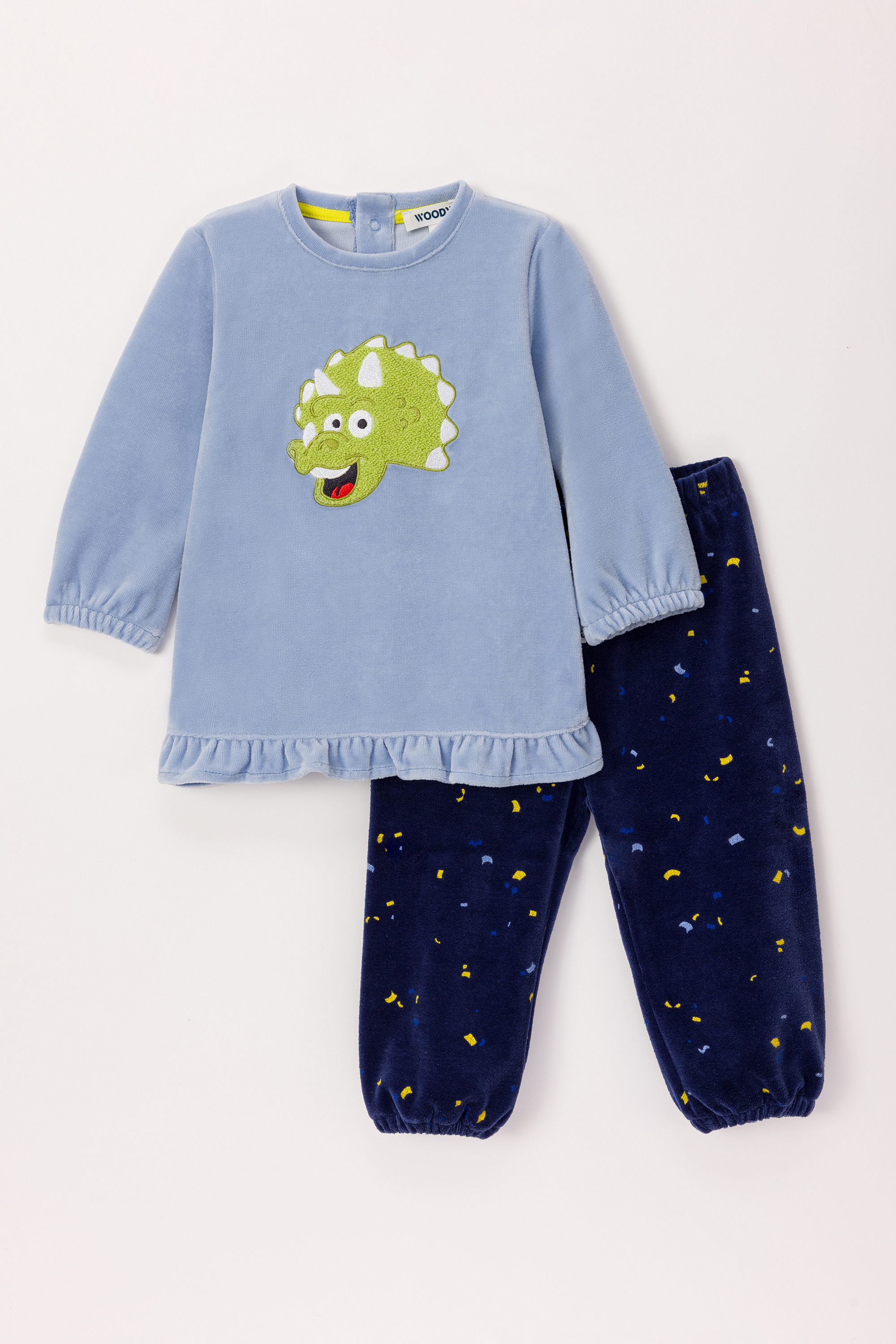 Pyjama Woody Dino Velours Lichtblauw 242-10-PDL-V/828