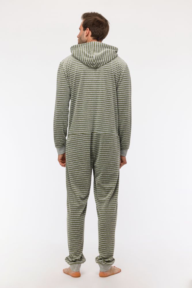 Onesie Woody Velours Groen-Grijze Streep  242-10-QOP-V/931