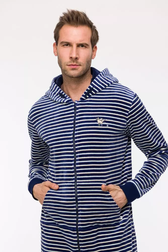 Onesie Woody Velours Blauwe Streep  242-10-QOP-V/927
