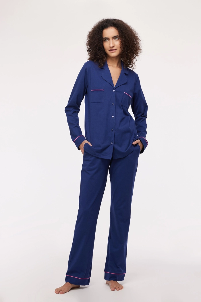 Doorknooppyjama Woody Donkerblauw 242-10-PIS-S/889