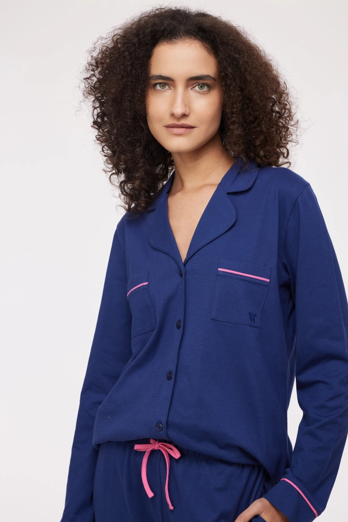 Doorknooppyjama Woody Donkerblauw 242-10-PIS-S/889