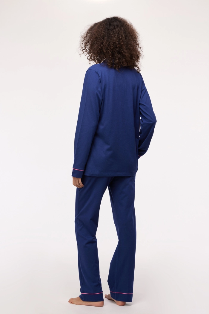 Doorknooppyjama Woody Donkerblauw 242-10-PIS-S/889