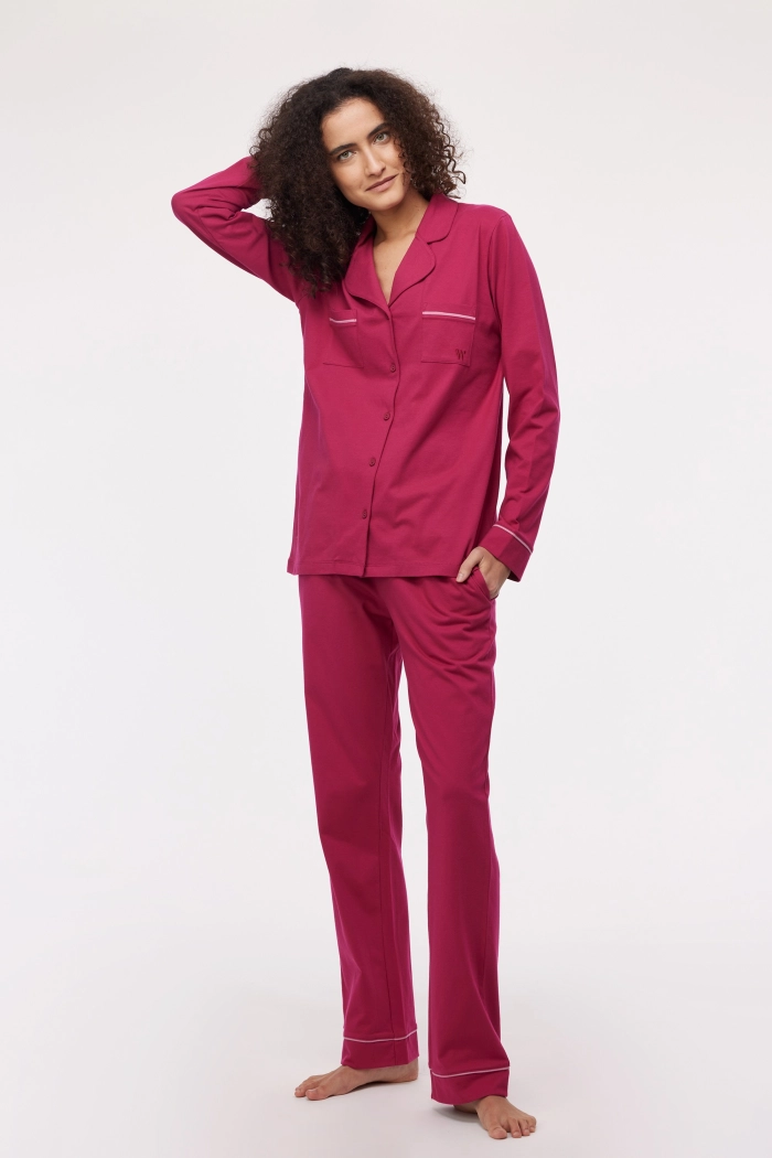 Doorknooppyjama Woody Framboosrood 242-10-PIS-S/357