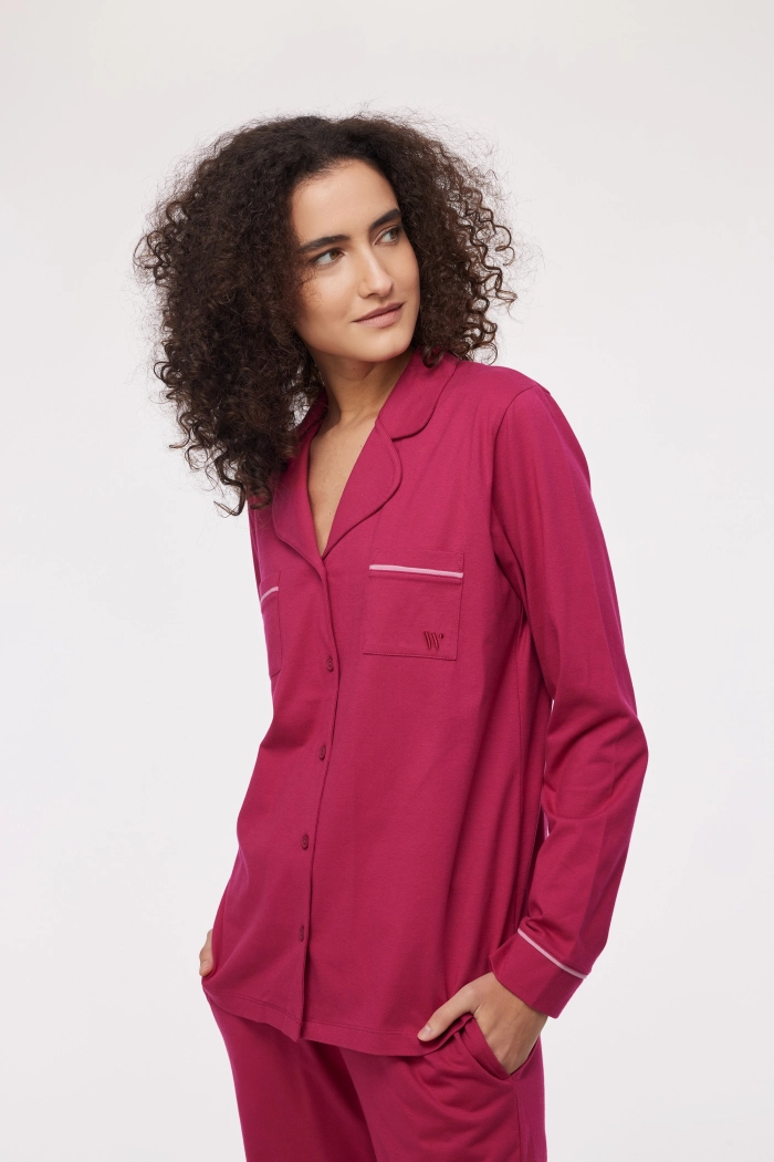 Doorknooppyjama Woody Framboosrood 242-10-PIS-S/357