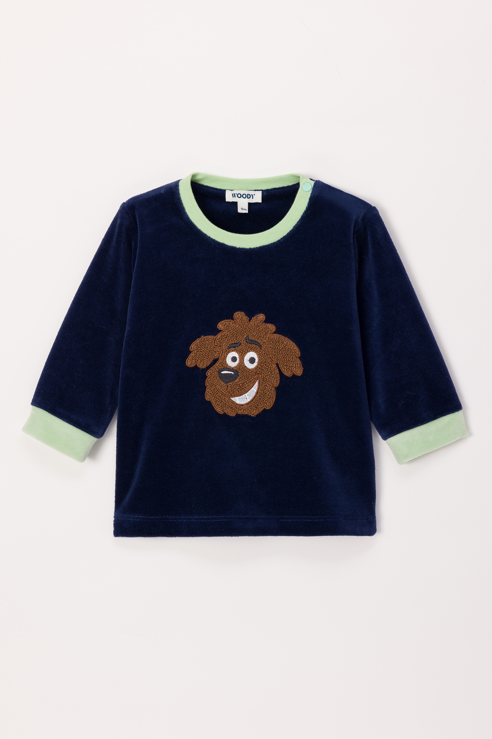 Pyjama Woody Labradoodle Velours Donkerblauw 242-10-PLC-V/889