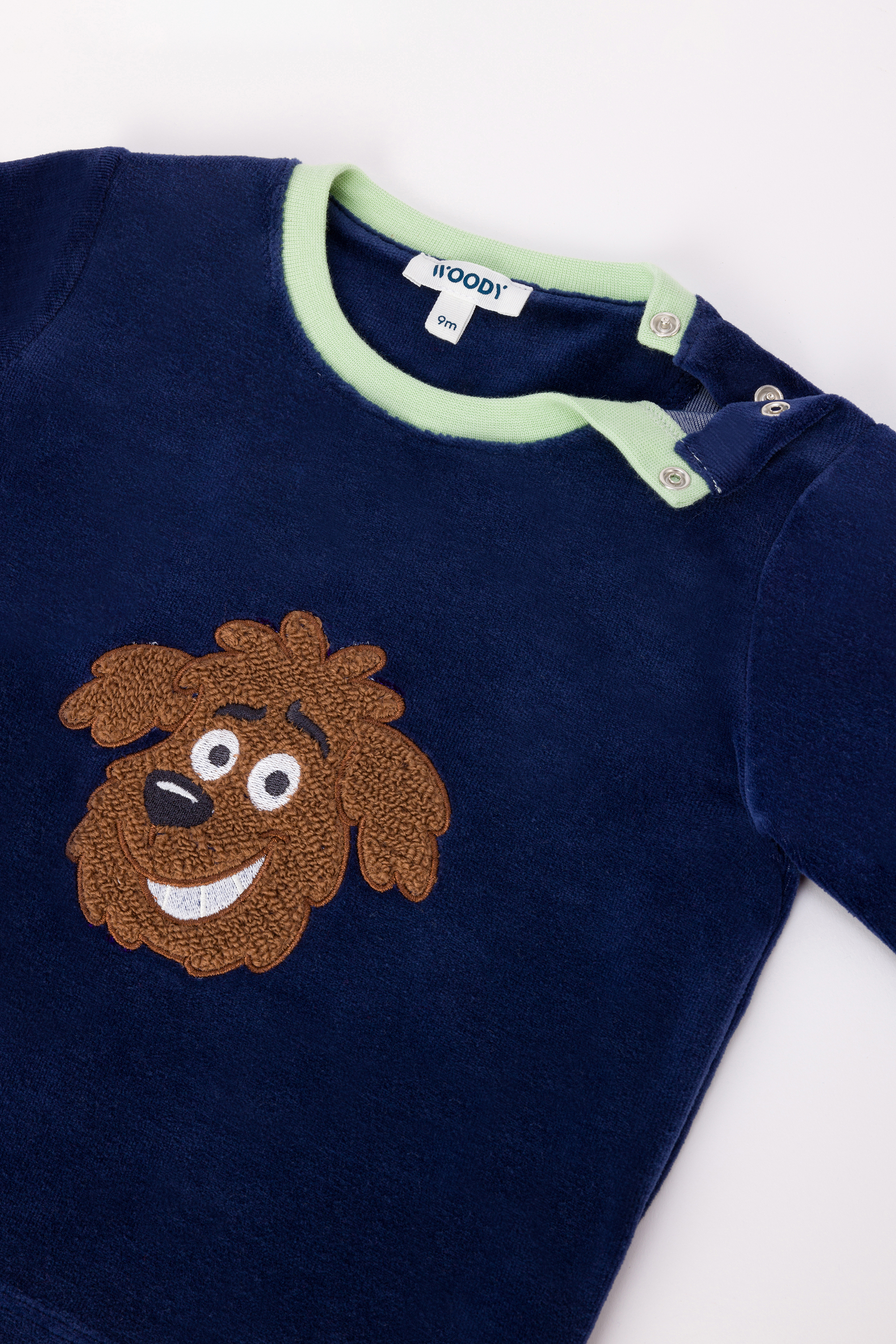 Pyjama Woody Labradoodle Velours Donkerblauw 242-10-PLC-V/889