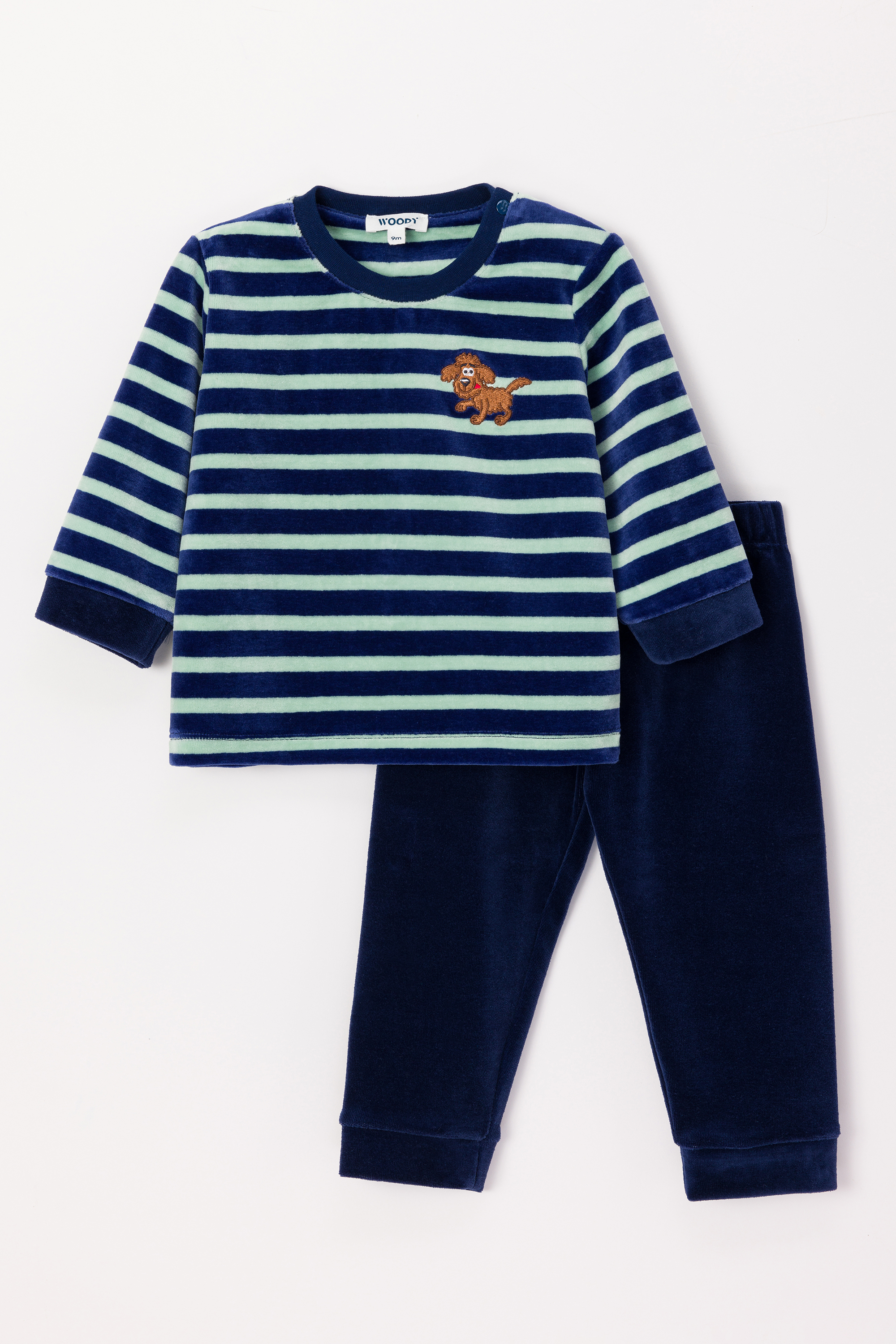 Pyjama Woody Labradoodle Velours Gestreept 242-10-PLC-V/925