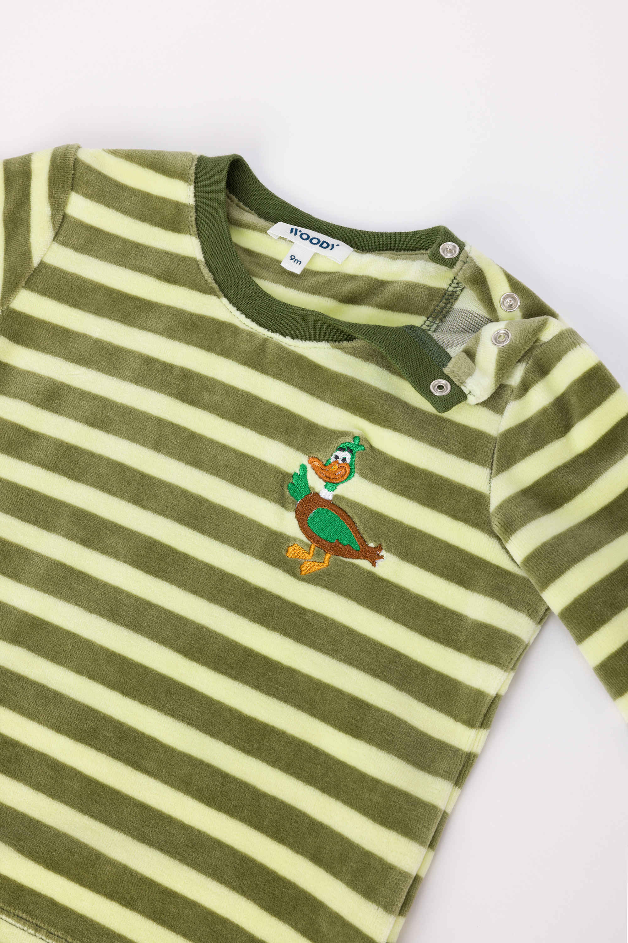 Pyjama Woody Eend Velours Gestreept 242-10-PLC-V/930