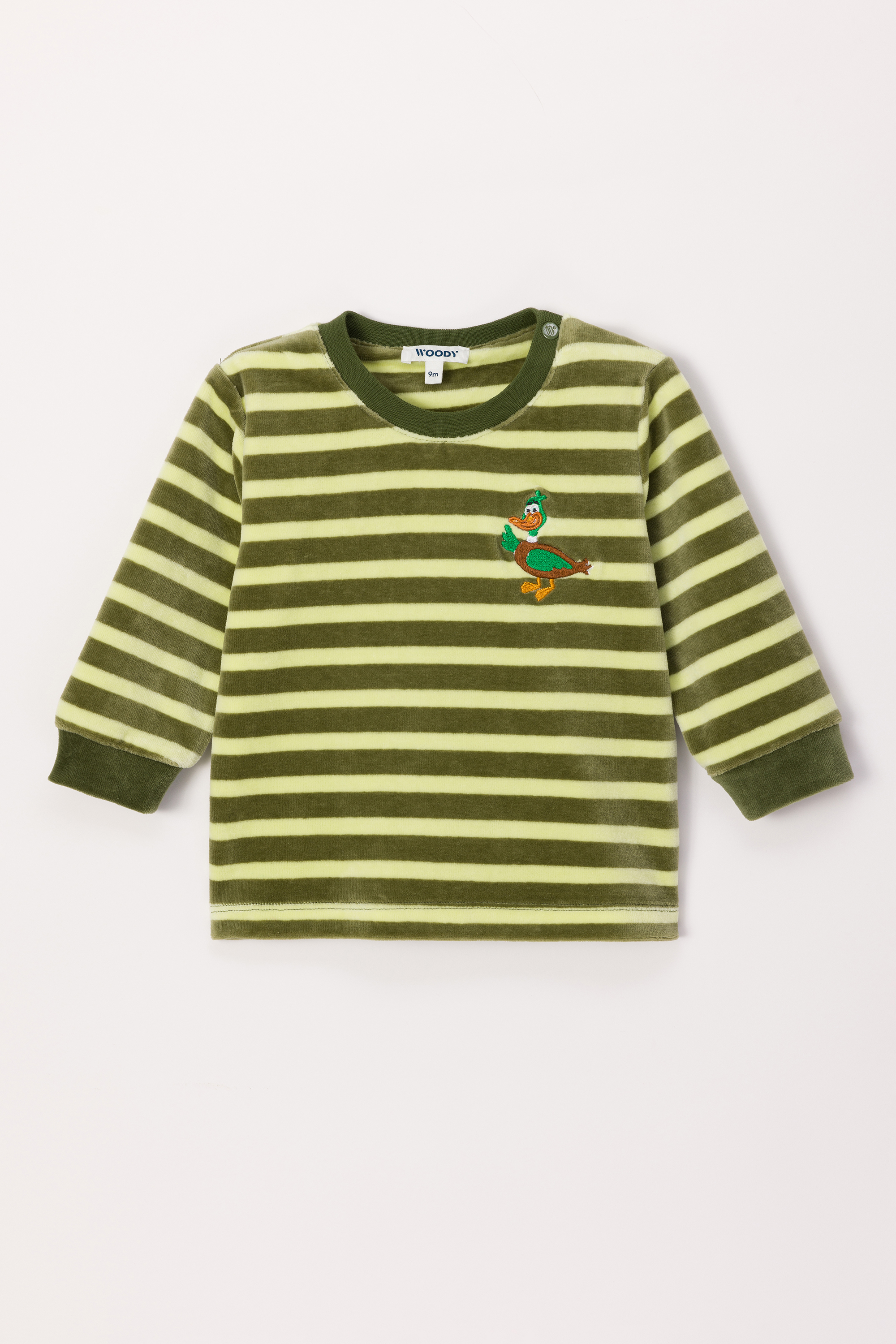 Pyjama Woody Eend Velours Gestreept 242-10-PLC-V/930