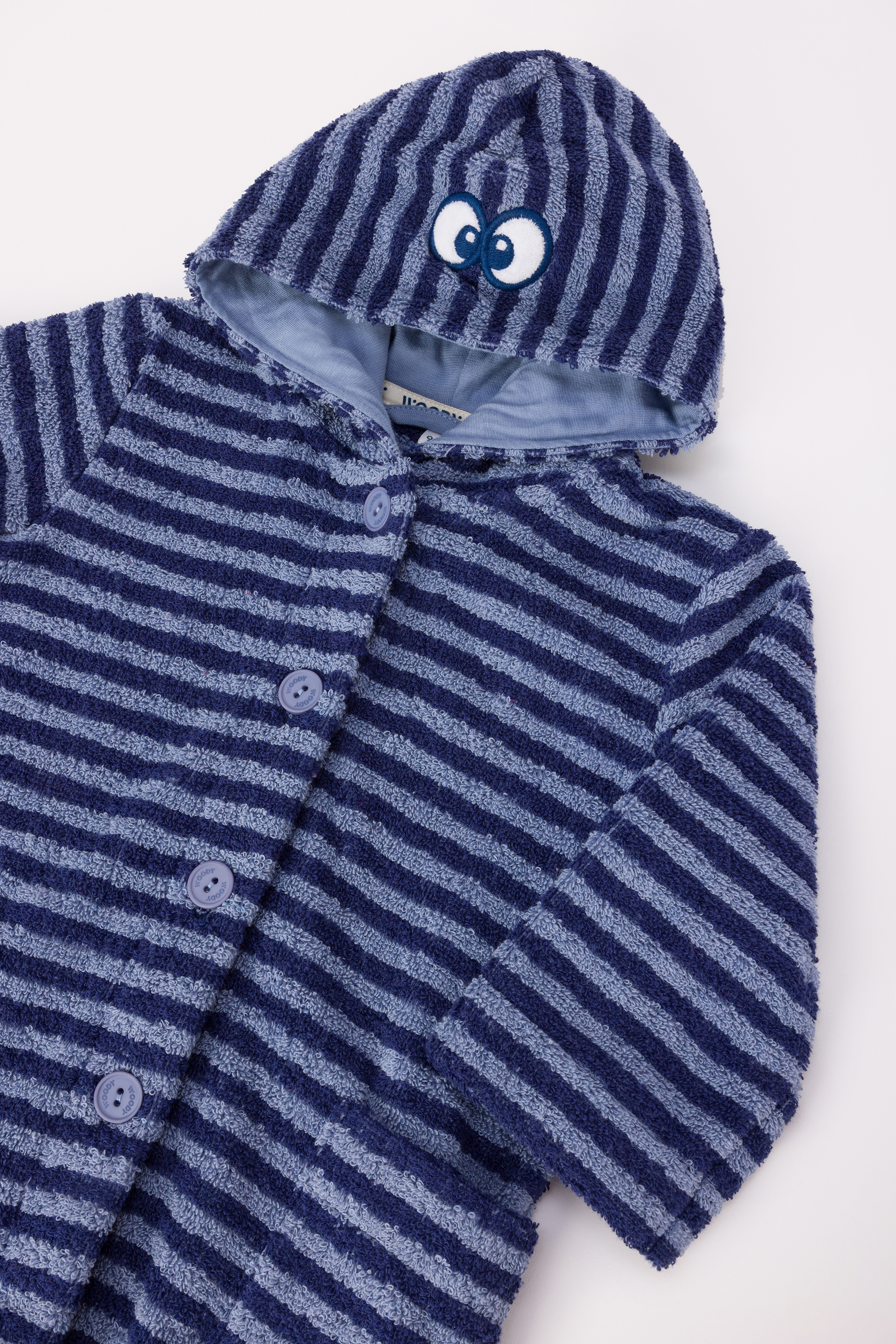 Badjas Woody Blauw gestreept 242-10-ROB-B/924