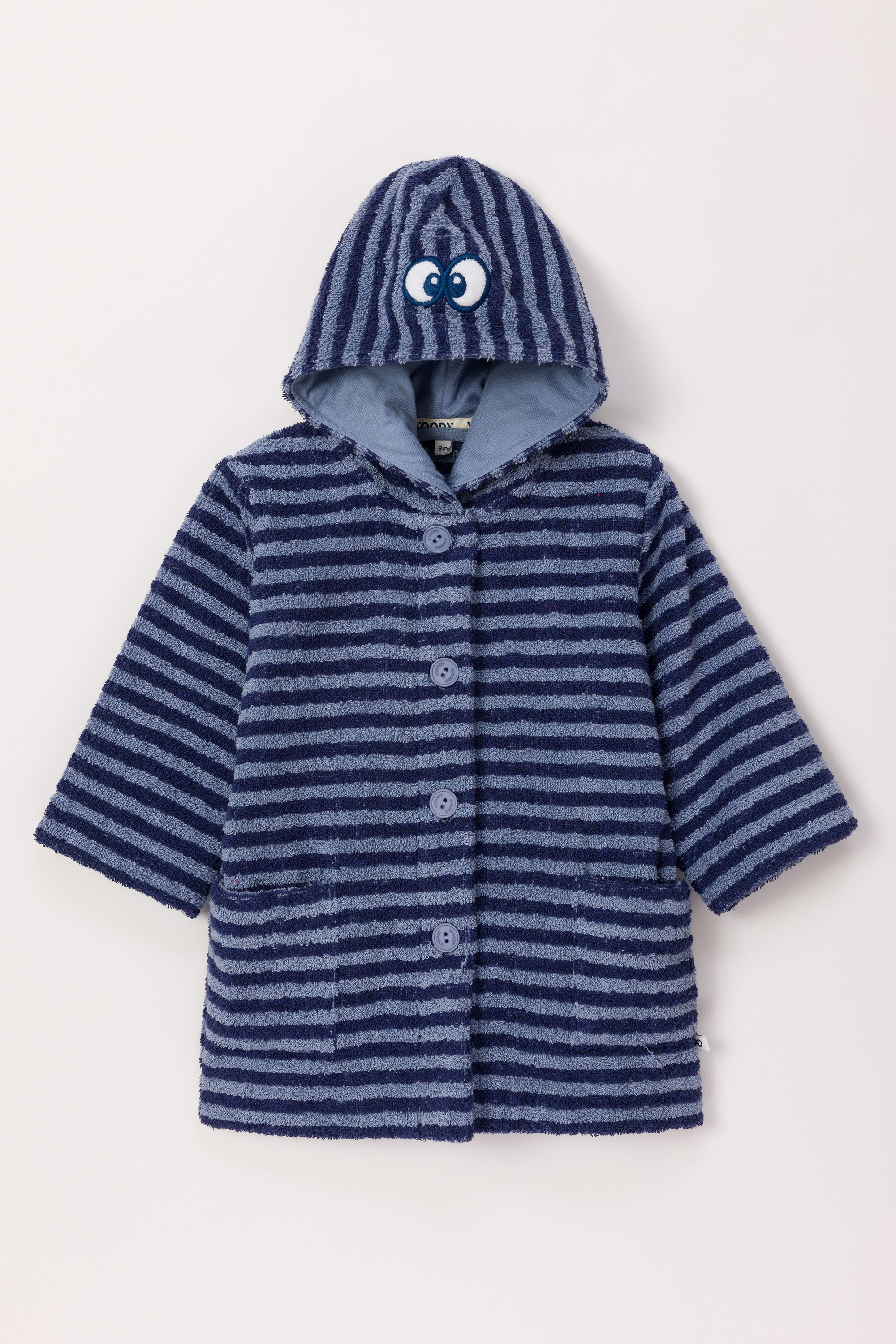 Badjas Woody Blauw gestreept 242-10-ROB-B/924