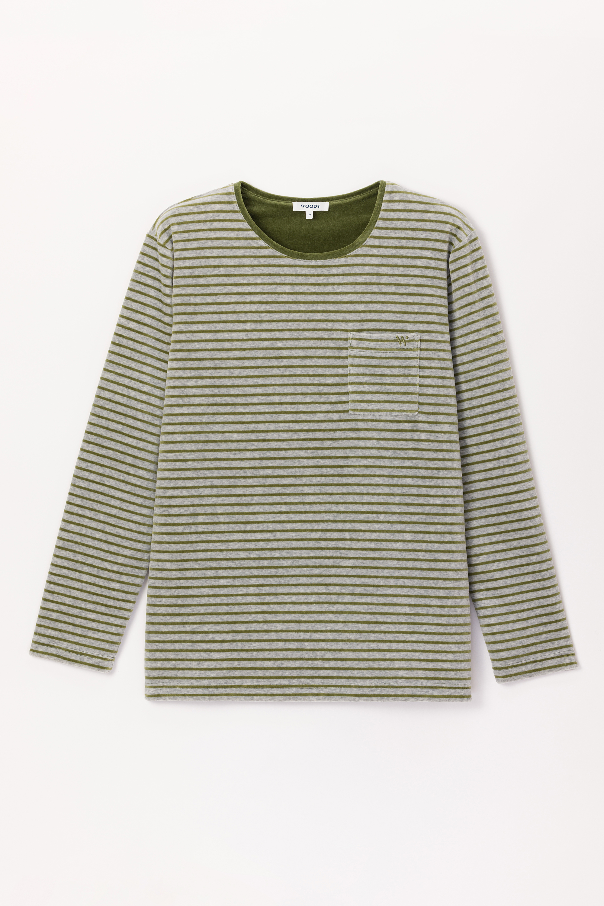 Pyjama Woody Velours Groene Streep 242-11-MRL-V/931