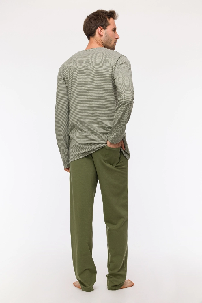 Pyjama Woody Kaki-Grijze Streep 242-11-MRL-Z/921