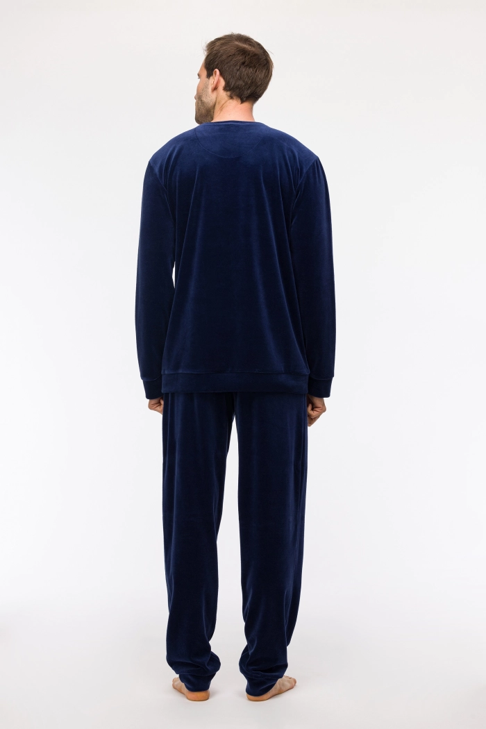 Pyjama Woody Velours Donkerblauw  242-11-MVL-V/889
