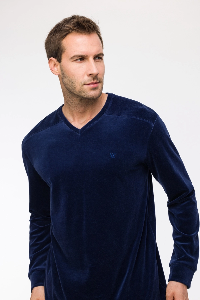 Pyjama Woody Velours Donkerblauw  242-11-MVL-V/889