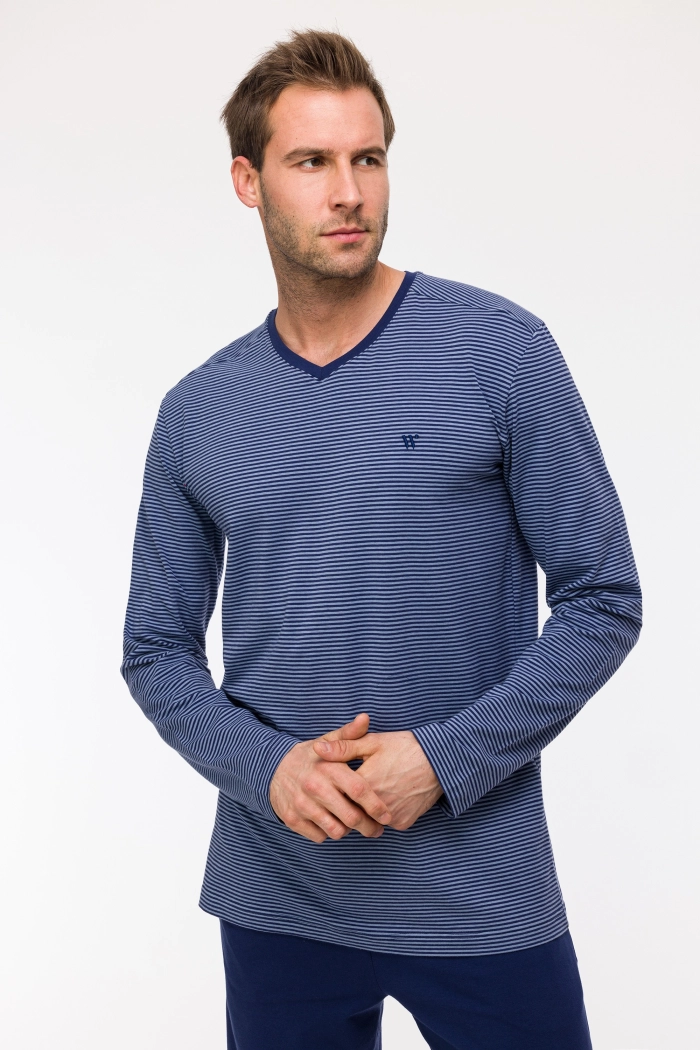 Pyjama Woody Blauw Gestreept 242-11-MVL-Z/904