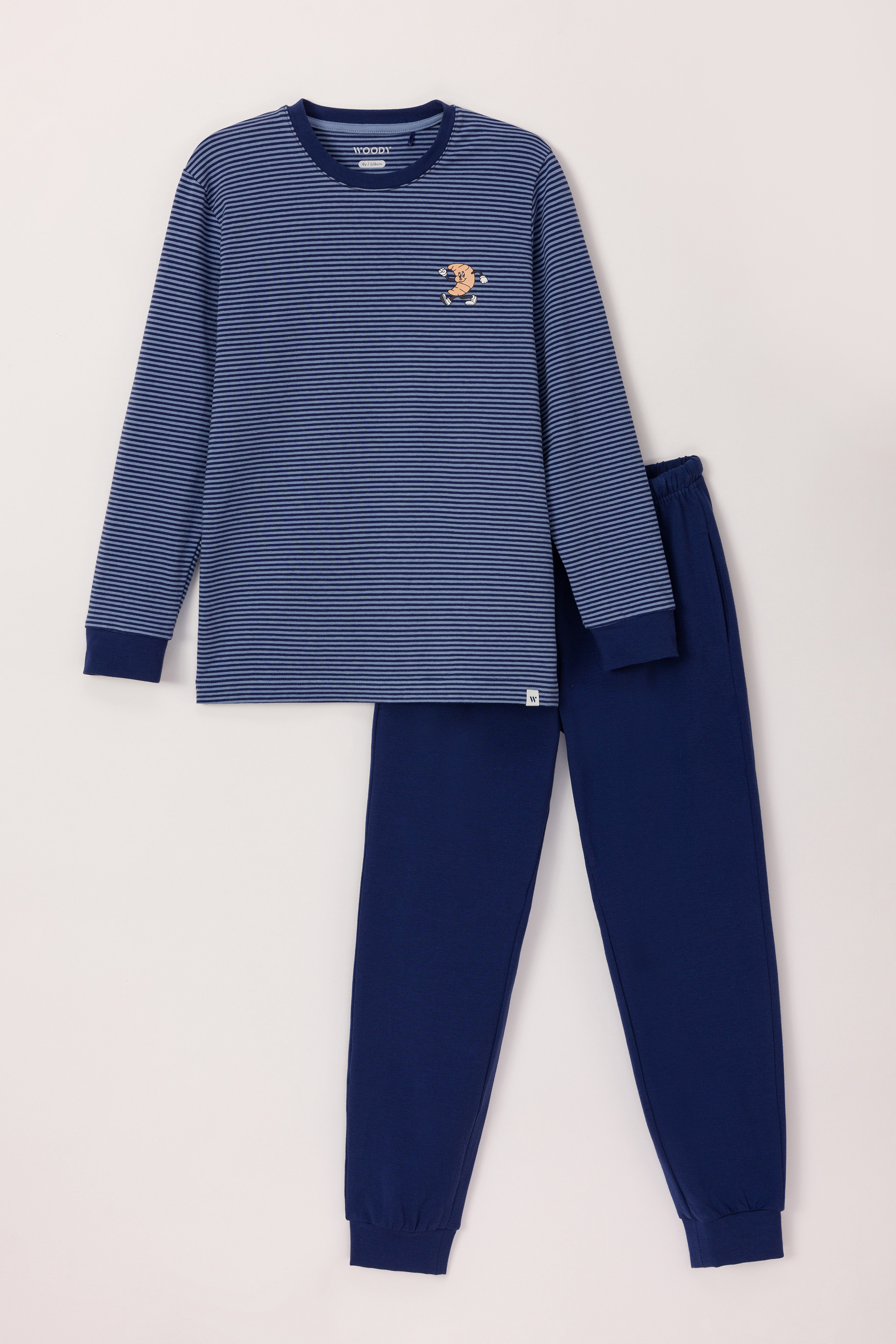 Pyjama Woody Blauw Gestreept 242-12-QTR-Z/904