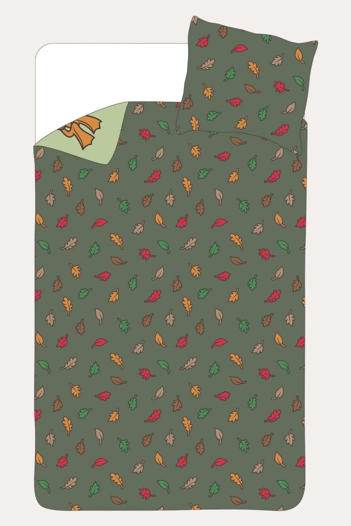 Eenpersoons Dekbedovertrek + hoofdkussen Woody Eend (140x220cm) 242-10-DBO-W/030