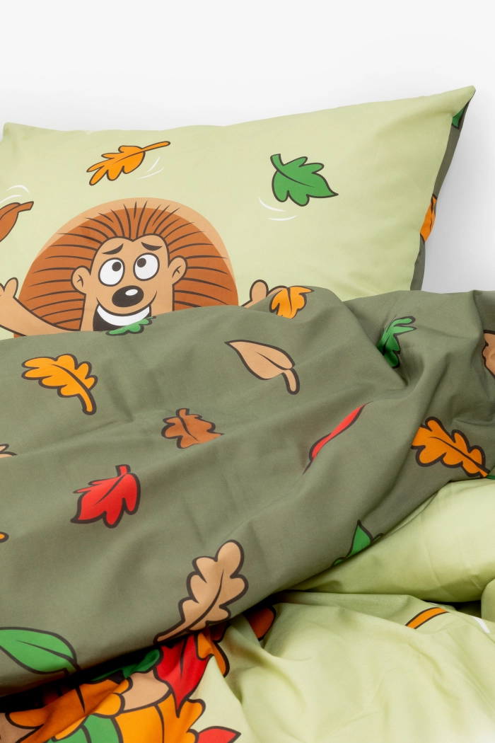 Eenpersoons Dekbedovertrek + hoofdkussen Woody Eend (140x220cm) 242-10-DBO-W/030
