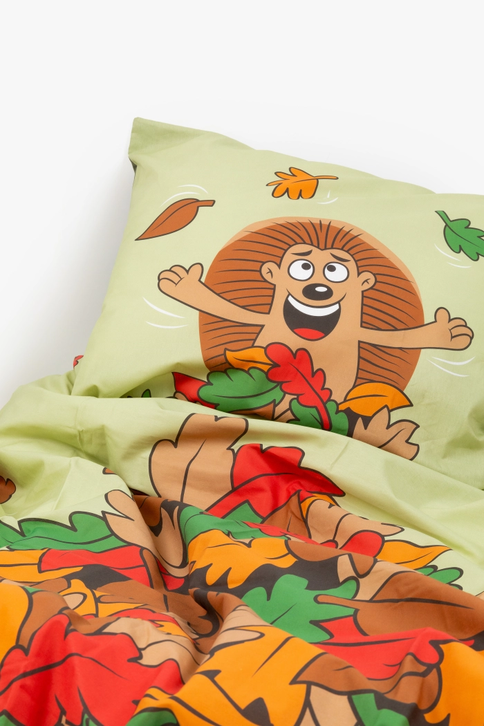 Eenpersoons Dekbedovertrek + hoofdkussen Woody Eend (140x220cm) 242-10-DBO-W/030