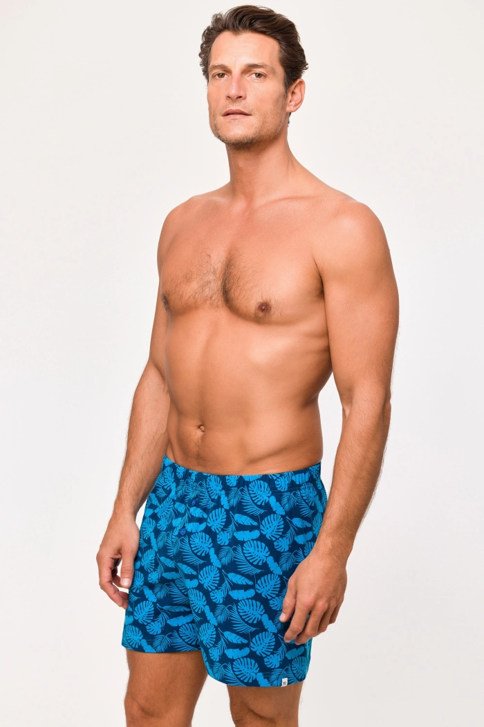 Woody slaapshort bladeren blauw 251-12-QLB-Z/920