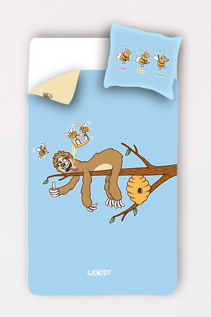 Woody dekbedovertrek luiaard 140x220 cm 251-10-DBO-W/030