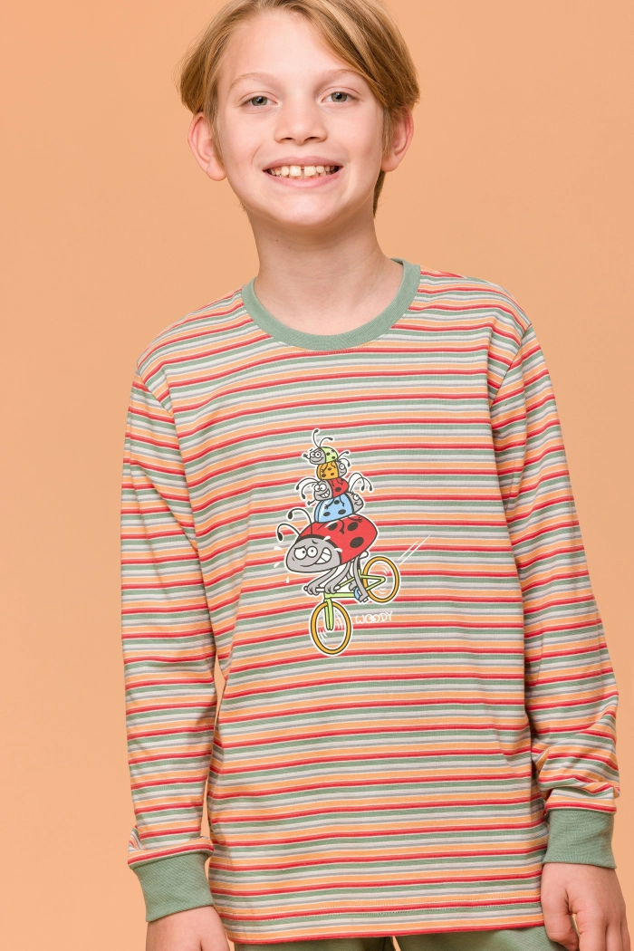 Woody pyjama lieveheersbeestje gestreept multicolor 251-10-PLC-S/904
