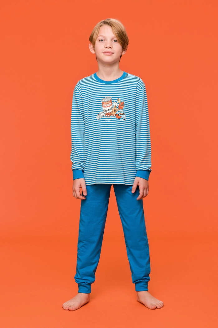 Woody pyjama hermietkreeft gestreept blauw 251-10-PLC-S/915