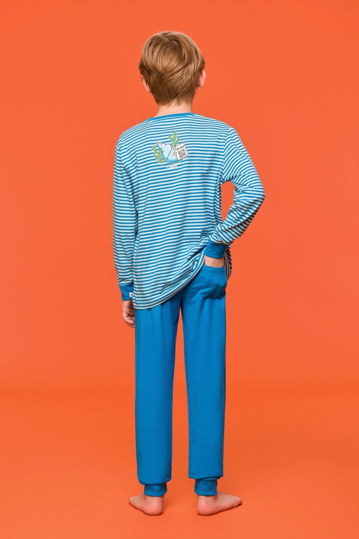 Woody pyjama hermietkreeft gestreept blauw 251-10-PLC-S/915