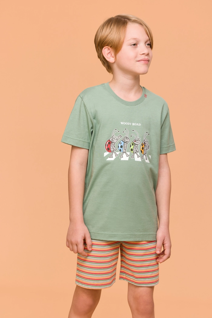 Woody shortama lieveheersbeestje groen 251-10-PUS-S/751