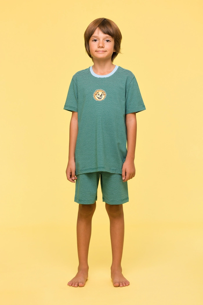 Woody shortama luiaard gestreept groen 251-10-PZA-Z/925