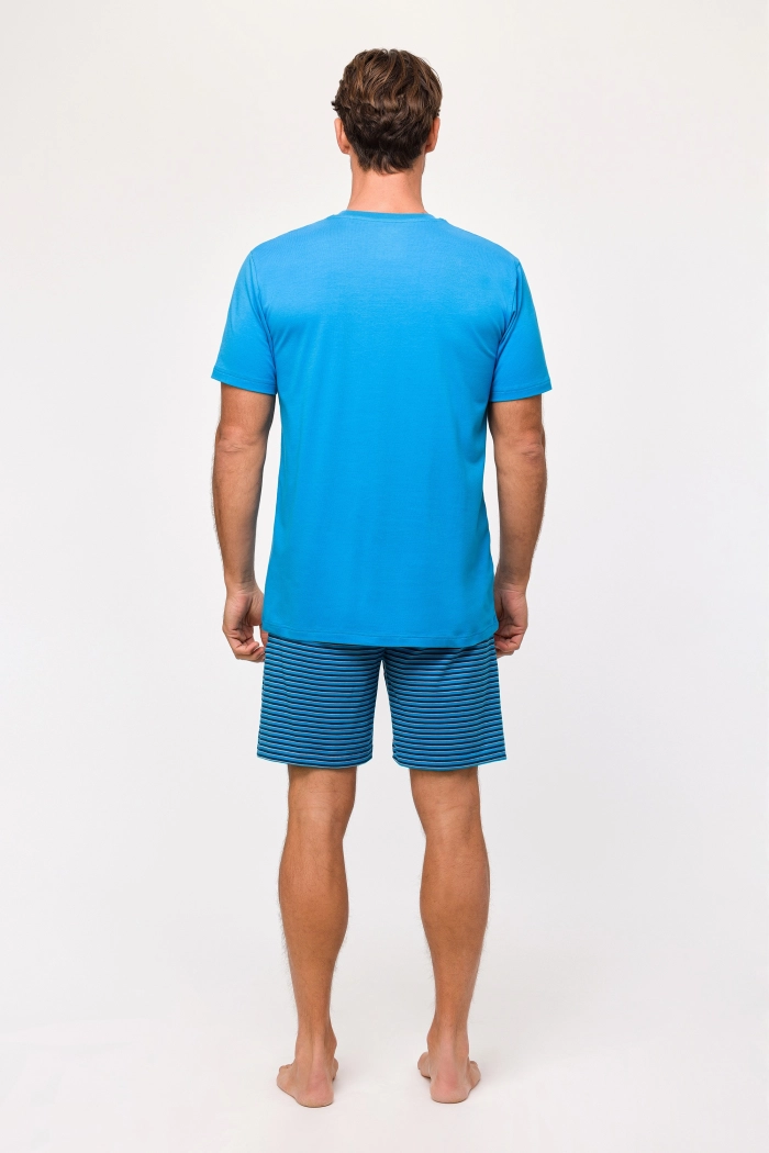 Woody shortama gestreept blauw 251-12-QPB-Z/845