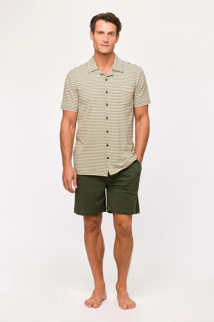 Woody shortama gestreept beige 251-12-QPC-Z/927