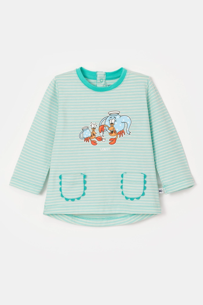 Woody pyjama hermietkreeft gestreept lichtblauw 251-10-PLG-S/921