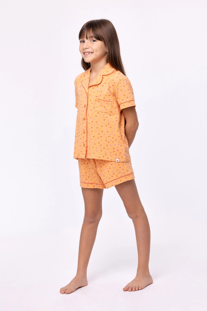 Woody shortama oranje bolletjes 251-12-YPE-Z/913