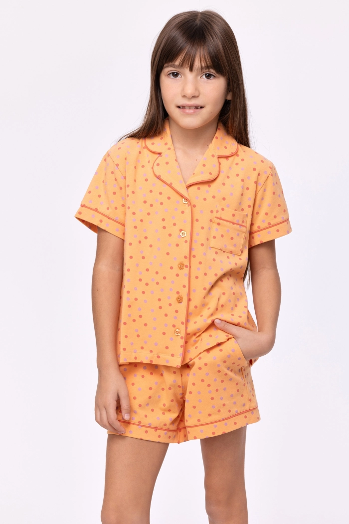 Woody shortama oranje bolletjes 251-12-YPE-Z/913