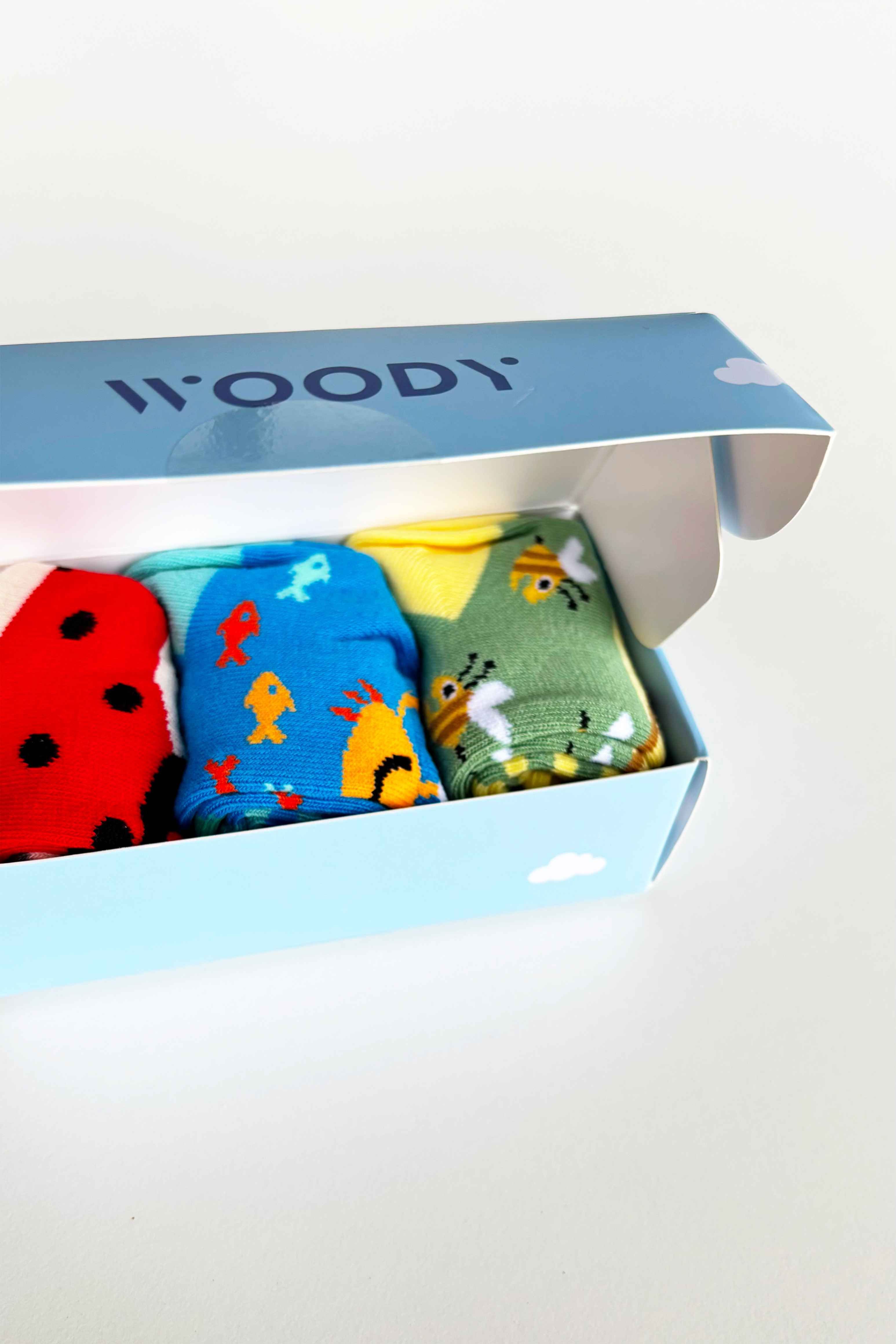Woody sokken assortiment lieveheersbeestje/hermietkreeft/luiaard 251-10-SOL-I/999