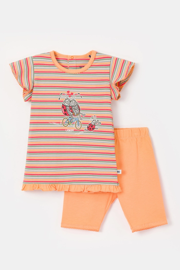 Woody pyjama lieveheersbeestje gestreept multicolor 251-10-BAB-S/904