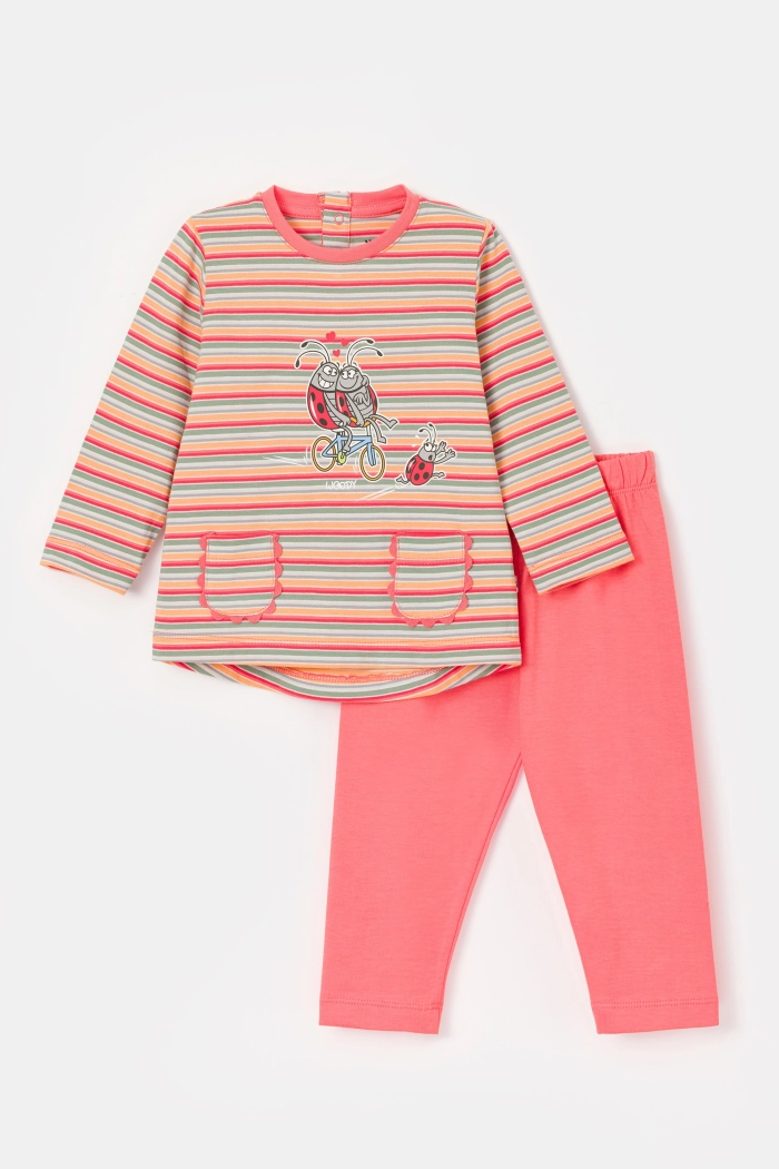 Woody pyjama lieveheersbeestje gestreept multicolor 251-10-PLG-S/904