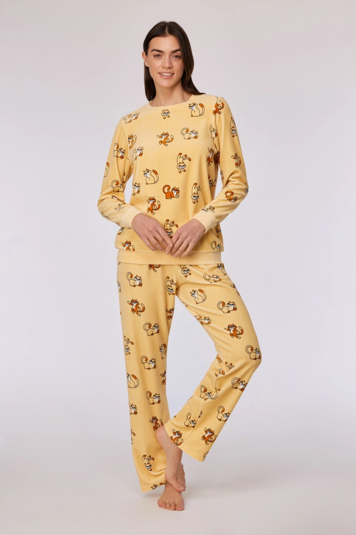 Woody pyjama kat geel 252-10-PDV-V/920