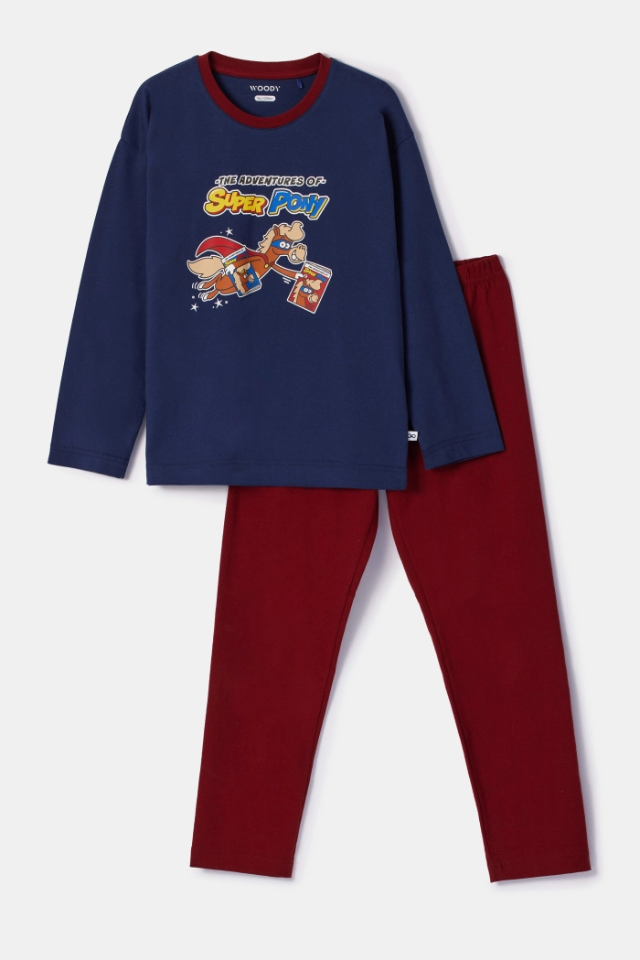 Woody pyjama pony donkerblauw 252-10-PLU-S/893