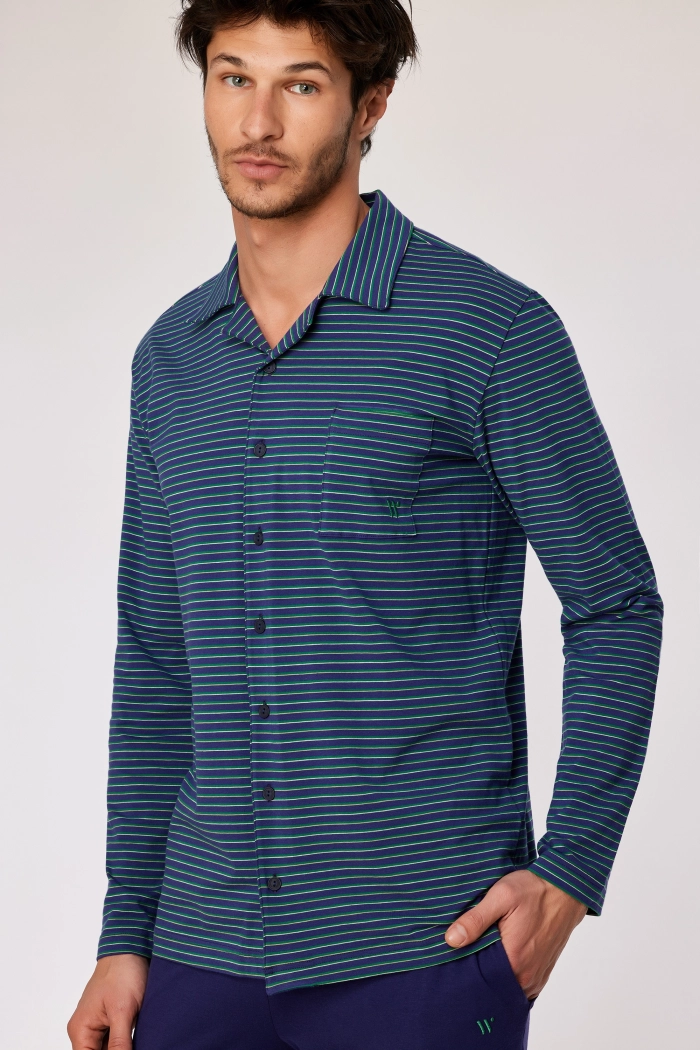 Woody pyjama gestreept donkerblauw 252-10-MBT-Z/931